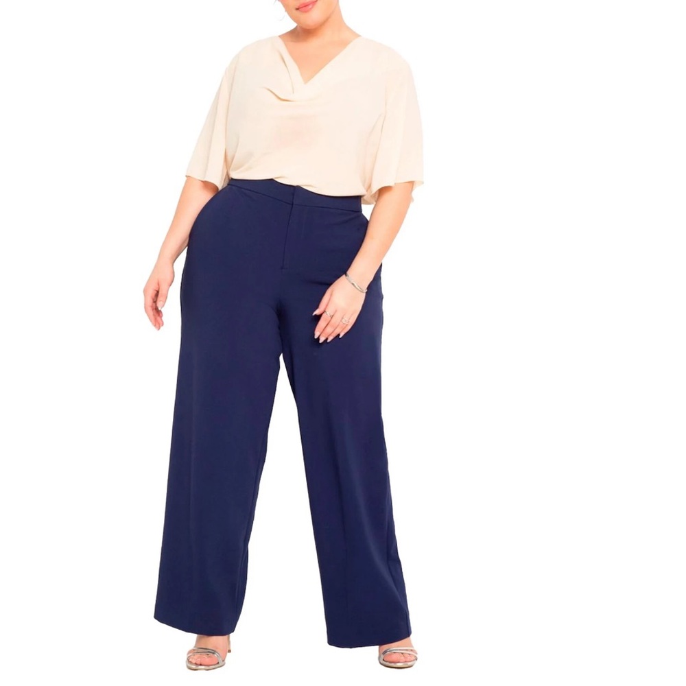ELOQUII The 365 Semi Stretch Straight Leg Pant - Ocean Cave (Blue)